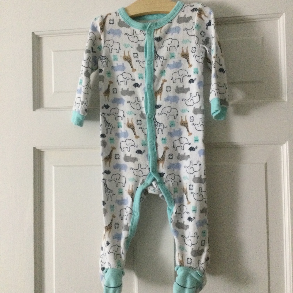 Just One You Carter’s Animal Pattern Long Sleeve Bodysuit with Feet (9 months)